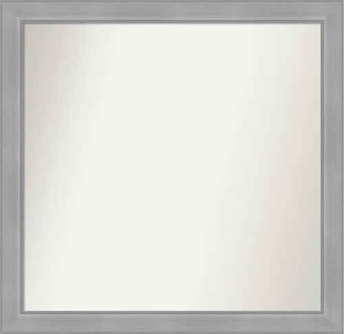 Vista 383 de Amanti Art Espejo de baño plateado para sobre el fregadero, 24 x 24 pulgadas, espejo cuadrado de peltre forjado a medida, marco de madera casual