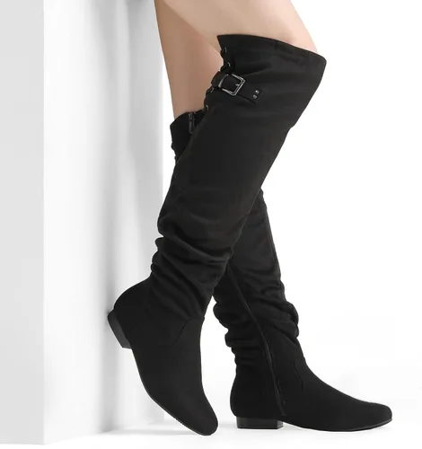 Vista 4 de DREAM PAIRS - Botas de ante para invierno, de altura al muslo, para mujer