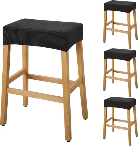 Vista 54 de YISUN Fundas de taburete rectangulares, paquete de 2 fundas elásticas impermeables para asiento de silla de montar, taburetes de bar, sillas de bar