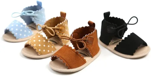 Vista 4 de Sandalias de verano para bebés, niños y niñas, para vestido de boda, zapatos planos para recién nacidos, zapatos de cuna para primeros pasos