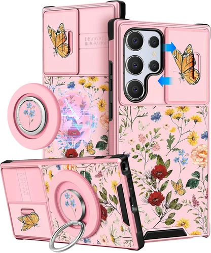Vista 10 de Funermei Funda para teléfono Samsung Galaxy A15 5G - [2 en 1] Funda para teléfono de mujeres lindas chicas, diseño femenino de mariposa negra