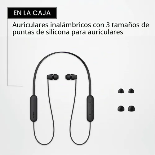 Vista 7 de Sony WI-C100 - Auriculares inalámbricos Bluetooth con micrófono integrado, color negro, (paquete de 2)
