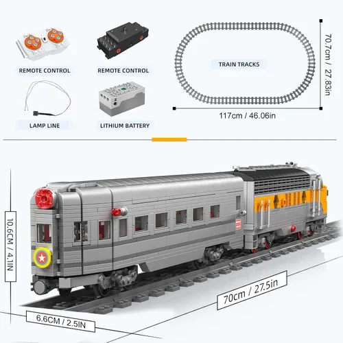 Vista 2 de Mould King 12018 Technology Control remoto USA EMD F7 WP Diesel Locomotora ferrocarriles tren iluminación de bloques de construcción Kit