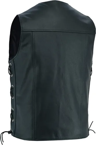 Vista 2 de A&H Apparel Chaleco de cuero de vaca genuino para hombre, chaleco de motociclista oculto llevar chaleco duradero