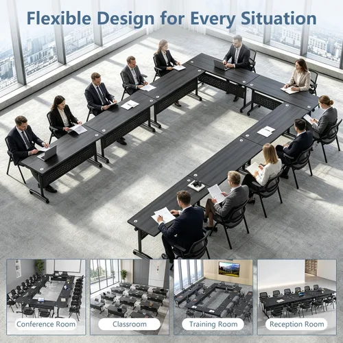 Vista 9 de 47.2in Folding Conference Table, Modular Meeting Table with Wheels 2Pack Modilan
