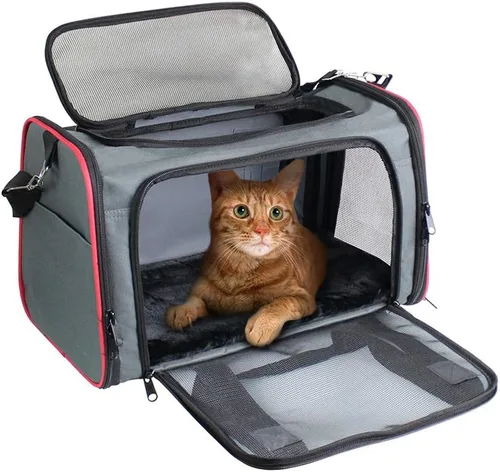 Vista 11 de Transportador de Mascotas de Lados Suaves para Perros Pequeños, Gatos, Cachorros, Transportadores de Gatos Aprobados por Aerolíneas, Transportador