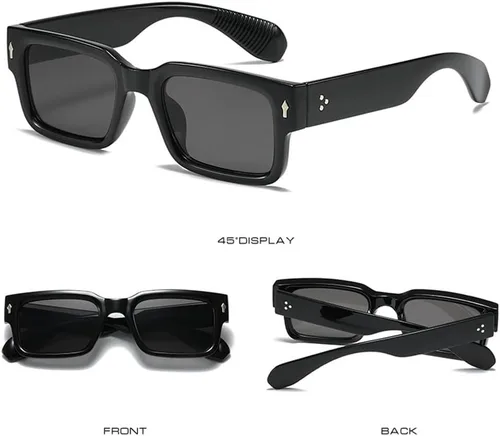 Vista 3 de GOBIGER Gafas de sol cuadradas de moda para mujeres y hombres, anteojos rectangulares de moda gruesos