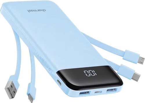 Vista 12 de charmast Cargador portátil de 10000 mAh, 4 cables integrados, 6 salidas/3 entradas, carga rápida de 3 A, compatible con iPhone, iPad, Samsung