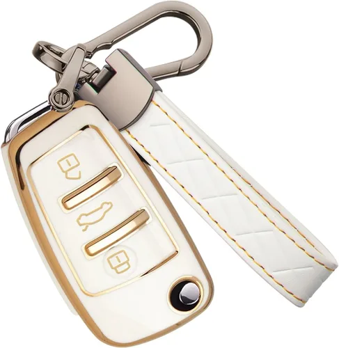 Vista 21 de Xotic Tech - Funda protectora de TPU con 3 botones de protección completa para llave sin llave, control remoto, con llavero compatible con Audi A3