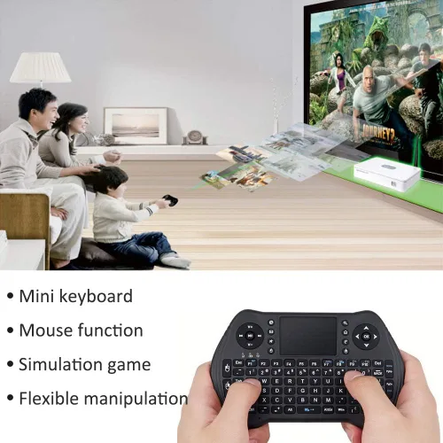 Vista 3 de Mini teclado retroiluminado, mini teclado inalámbrico de 2.4 GHz con ratón de panel táctil, control remoto portátil para PC, Raspberry Pi 2, Pad
