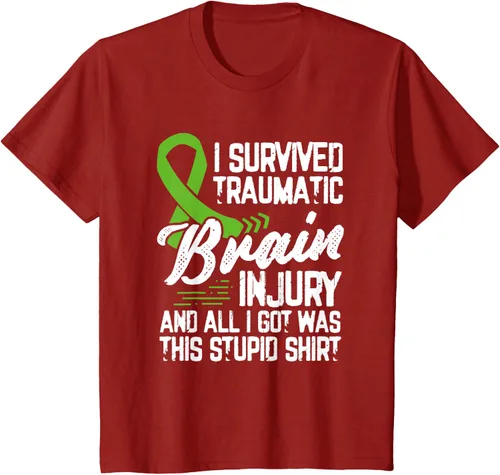 Vista 48 de Camiseta traumática con cinta verde para concienciación de lesiones cerebrales traumáticas I survived TBI, Negro, S