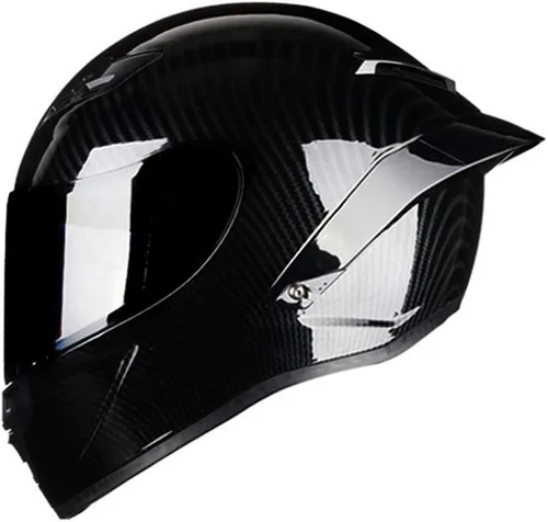 Vista 2 de Casco de motocicleta de fibra de carbono Cara completa Motocross Off Road Moto Street Bike Racing Cascos