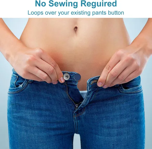 Vista 4 de KUNTAERY 12 extensores de cintura de pantalón para jeans, pantalones y faldas, extensores de botón ajustables sin coser, 1-1.8 pulgadas