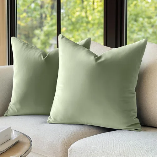 Vista 10 de Paquete de 2 fundas de almohada de terciopelo decorativas para sofá, cama, sofá, silla, funda de cojín azul suave, funda de almohada cuadrada sólida