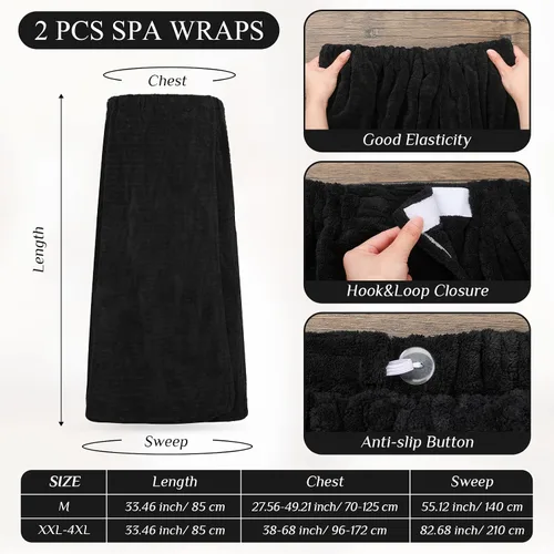 Vista 2 de Tigeen 2 toallas para mujer, bata de spa ligera a rayas con cierre ajustable, parte superior elástica, bata de baño suave para spa