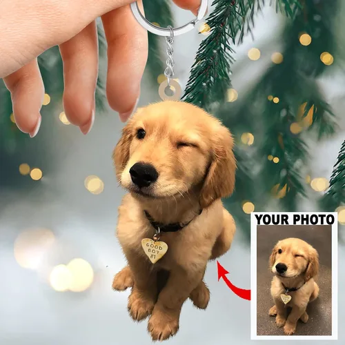 Vista 2 de Adorno de mica con foto personalizada para Navidad, regalo de cumpleaños para mamá mascota, papá de mascota, mamá perro, papá perro, mamá gato, papá