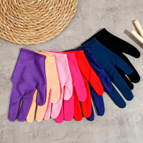 Vista 4 de 8 guantes de billar para billar, varios colores, guantes de billar de tres