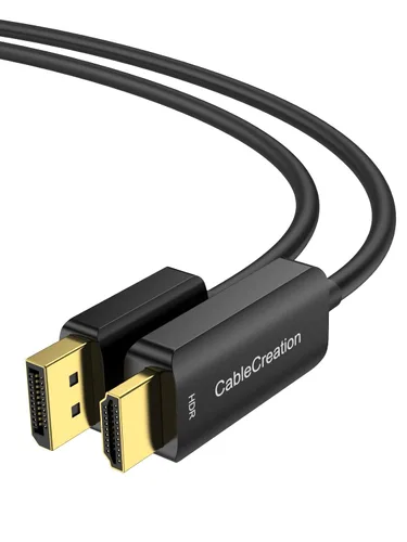 Vista 9 de CableCreation 4K - Cable DisplayPort activo a HDMI de 6 pies, cable DP a HDMI DP 1.2 4K x 2K & 3D Audio/Video Monitor Cable, compatible