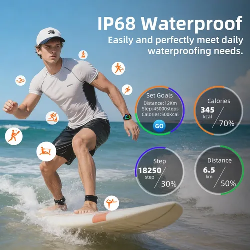 Vista 6 de Reloj inteligente para hombres y mujeres Fitness: impermeable, responder, hacer llamada, digital, relojes para hombres, correr, seguimiento