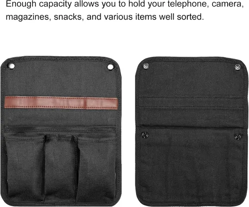 Vista 4 de PATIKIL Organizador de reposabrazos para silla, sillas plegables para exteriores, reposabrazos, revistas laterales, bolsa de aperitivos, bolsa