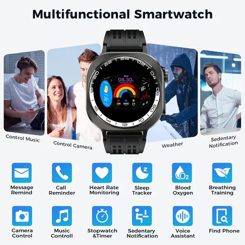 Vista 7 de 2026 Smart Watch (Answer/Make Call), 1.43" 3D-AMOLED Smartwatch for Men Women, 130+ Sports Fitness Watch, Heart Rate/Sleep Monitor, 60 Days
