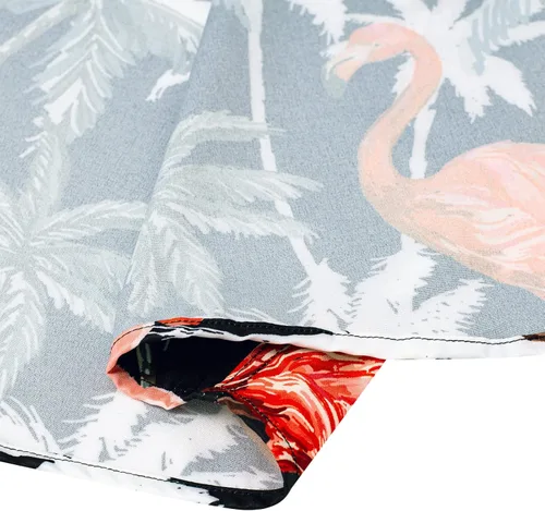 Vista 6 de J.Ver Camisas hawaianas de flamenco para hombre, camisa floral de manga corta, camisa tropical casual con botones, camiseta de playa para vacaciones
