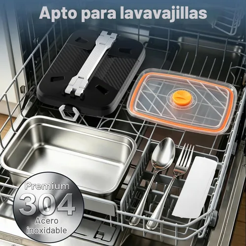 Vista 7 de Cordless Electric Heated Lunch Box, 25000mAh Auto Heating Timer Negro