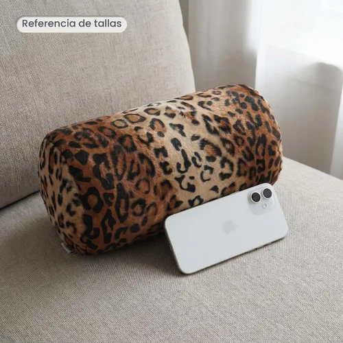 Vista 7 de CARRIE HOME Almohadas de Cuello de Microcuentas con Estampado de Leopardo Cilíndricas Tipo Puff Suaves - Almohada Pequeña de Rollo para Brazo y 12 x