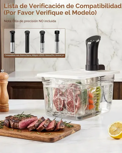 Vista 7 de EVERIE Sous Vide - Contenedor compatible con ANOVA Nano, Contenedor con tapa y estante