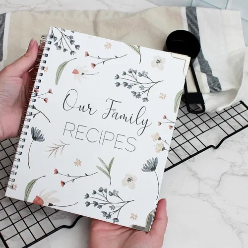 Vista 5 de Libros de recetas para escribir en tus propias recetas, paquete de 2 (limón y floral), diarios de recetas familiares para crear tus propios libros