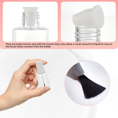 Vista 4 de NICENEEDED Botellas vacías de esmalte de uñas, contenedor de esmalte de uñas de plástico recargable, botellas de esmalte de uñas transparentes