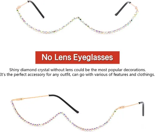 Vista 5 de Naimo Gafas de sol cristalinas brillantes de la mitad del marco de las gafas de sol del Rhinestone