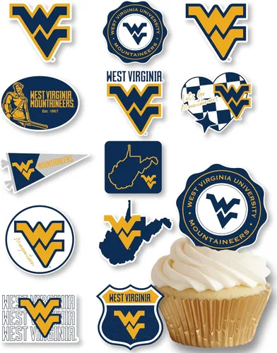 Vista 43 de Decoraciones para cupcakes de la Universidad de Alabama, suministros para fiestas de fútbol americano, cumpleaños, graduación (24 piezas)