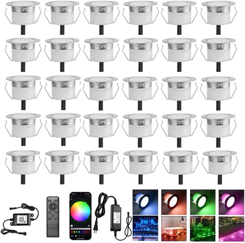 Vista 8 de Kit de luces LED para cubierta de bajo voltaje impermeable IP65 Φ1.22" Lámpara empotrable LED en el suelo de iluminación exterior jardín patio patio