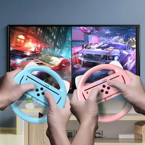 Vista 7 de momen Steering Wheels for Nintendo SwitchSwitch OLED Joy-Con Cute Racing Wheel Accessories for Switch JoyCon Controller (Pink&Blue)