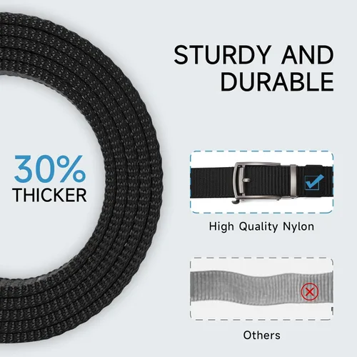 Vista 2 de SENDEFN Cinturones de trinquete de nailon para hombres, cinturón de tela de golf con hebilla ajustable automática jeans casuales
