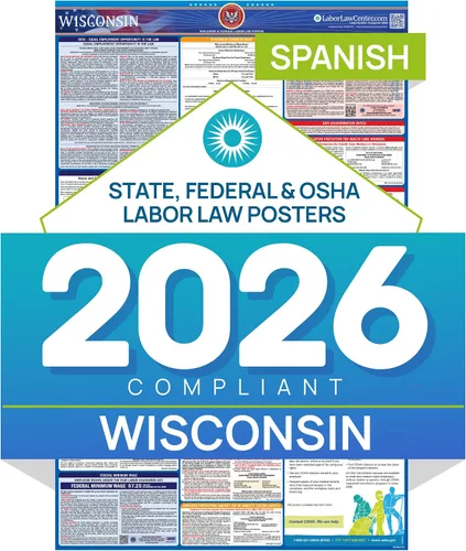 Vista 12 de Wisconsin 2026 Labor Law Poster – State & Federal Compliance – OSHA, EEOC, FMLA, Minimum Wage – Durable, Laminated & Waterproof Workplace Employment