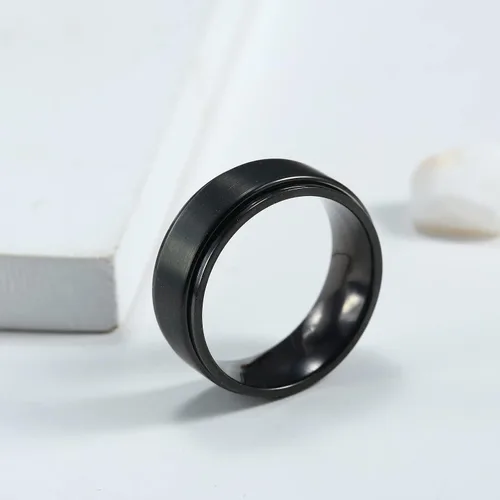 Vista 6 de Anillo giratorio de titanio de tungsteno de 0.2360.315 pulgadas para hombre, tamaño medio, sin níquel, anillo de ansiedad para hombres y mujeres
