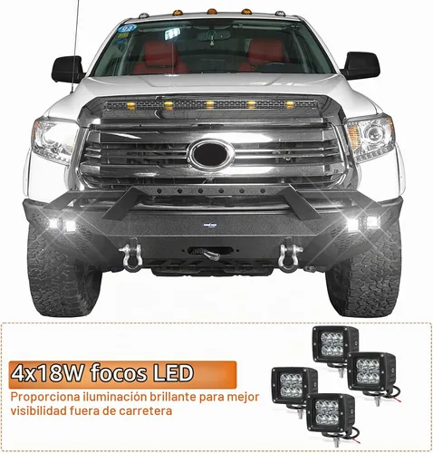 Vista 3 de Hooke Road Parachoques delantero de acero con winchi para Tundra de Toyota 2014 2015 2016 2017 2018 2019 2020 2021