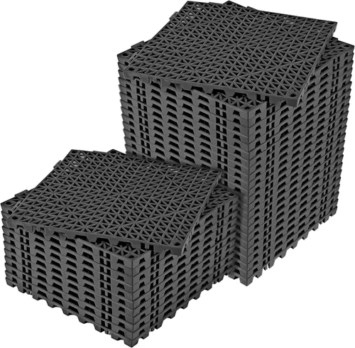 Vista 8 de ToLanbbt Cojín modular entrelazado 8P de 11.8 x 11.8 pulgadas, agujeros de drenaje de goma entrelazados antideslizantes para cubierta, ducha
