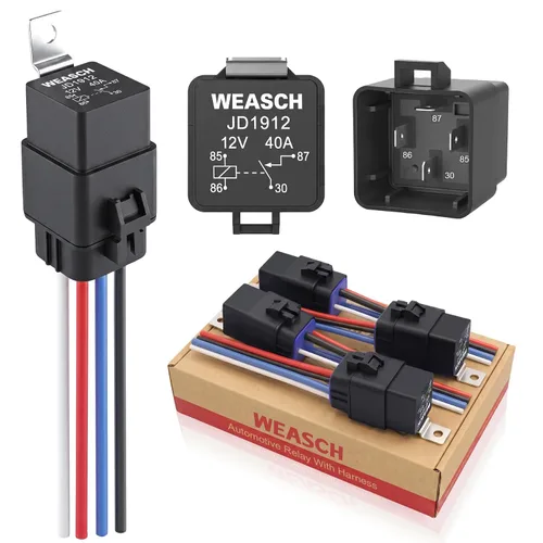 Vista 11 de Kit de Relé Impermeable, 12V 40A, 4 Pines SPST, Cables de Cobre Estañado de Servicio Pesado 14 AWG, Conjunto de Relé Automotriz y Arnés