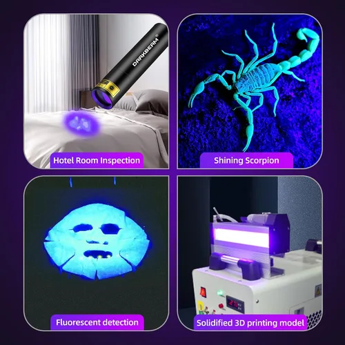 Vista 12 de DARKBEAM Linterna UV Luz Negra 395 NM, Mini pero Potente USB-C LED Recargable Lámpara de Madera, Linternas Ultravioleta para Detección de Orina