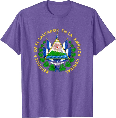 Vista 8 de Escudo de armas de El Salvador Salvadoran Distressed Design T-Shirt