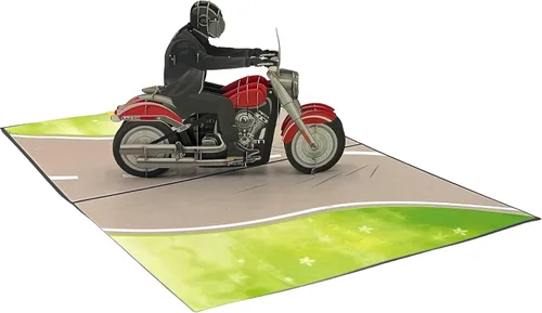 Vista 4 de 3D Pop Up Tarjeta de Felicitación Vehículos Tema (Motorcycle)