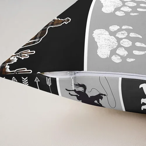 Vista 5 de Erosebridal Juego de 2 fundas de almohada occidentales de 16 x 16 pulgadas, fundas de almohada cuadradas decorativas de cuadrícula marrón retro