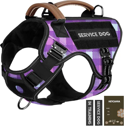 Vista 13 de Arnés táctico para perro, chaleco de servicio con hebillas de metal, chaleco reflectante sin tirones para perros medianos y grandes, chaleco con asa