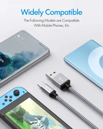 Vista 5 de DDIYYI Cable USB C, paquete de 3 (3 pies+3 pies + 10 pies), cable de carga USB A a USB C tipo C, cable de carga trenzado para iPhone 16/15 Pro Max