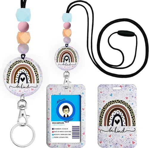 Vista 14 de Cordones para Profesores de Concienciación sobre el Autismo para Tarjetas de Identificación y Llaves, Lindo Cordón de Silicona con Cuentas Separable