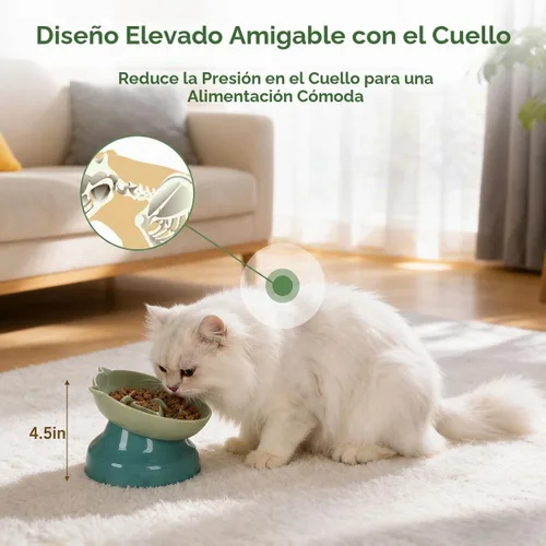Vista 4 de Cuenco de cerámica para gatos de alimentación lenta Verde