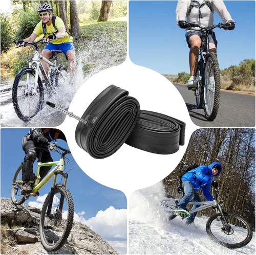 Vista 5 de Tubos de bicicleta resistentes 700C 700x25C/28C/32C/34C FV60 (25/34-622) 700C Tubos de bicicleta de caucho butílico premium compatibles